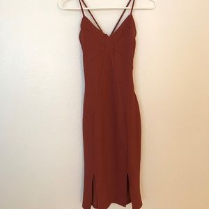 Form fitting burnt red dress